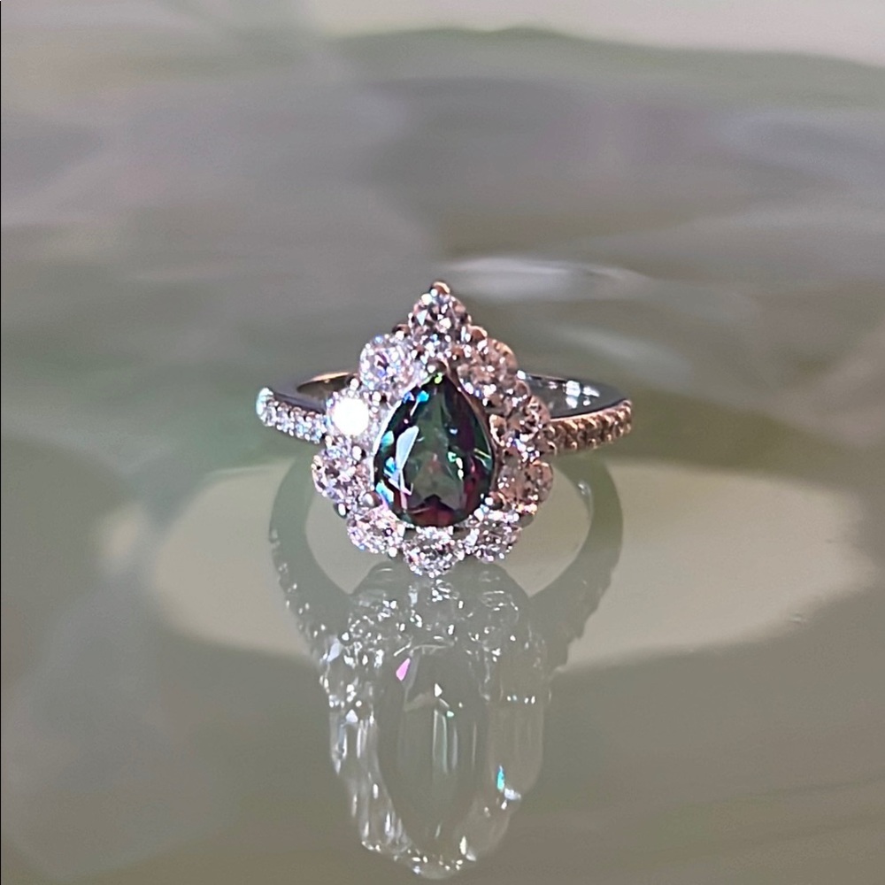Mystic Quartz Teardrop Ring